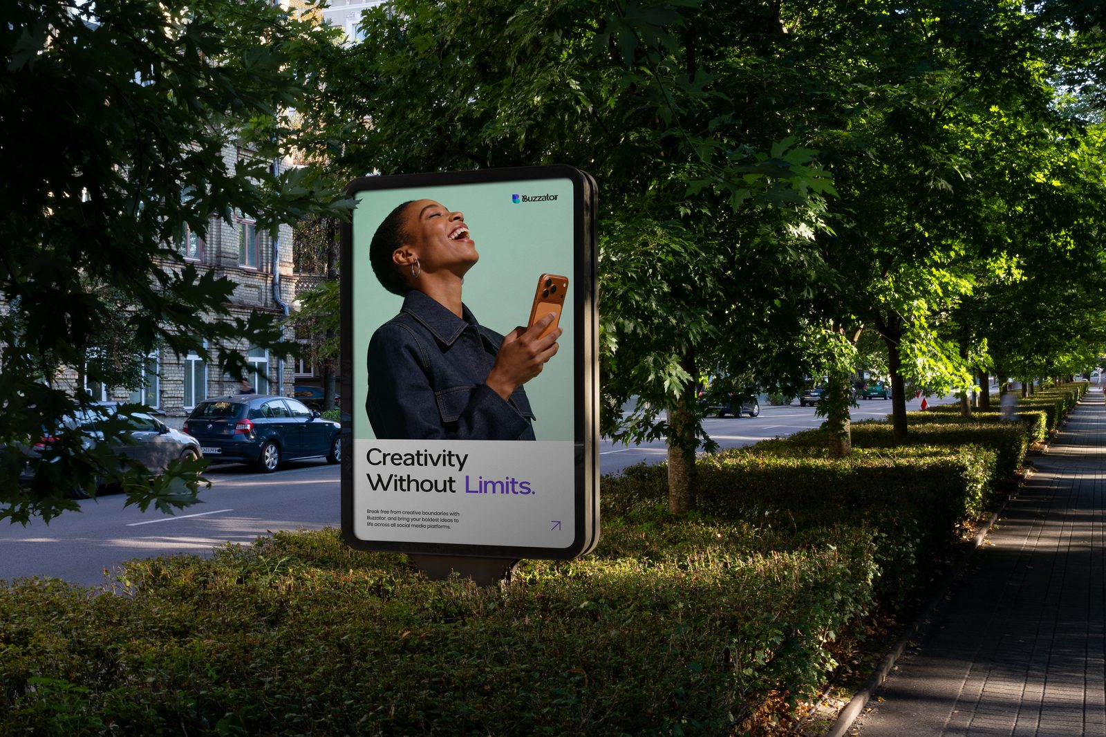 A Buzzator-branded billboard, on-brand by default.