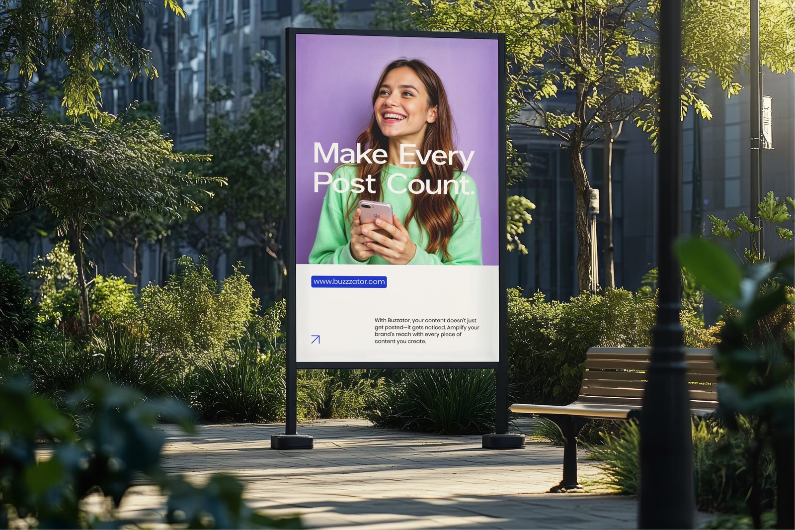 Buzzator outdoor campaign poster — Make Every Post Count